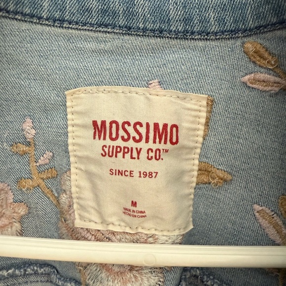 Mossimo Supply Co | Embroidered Floral Cropped Denim Jacket | Size Medium - Picture 2 of 6